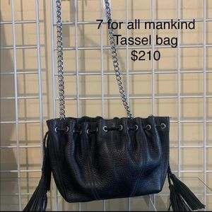 7 For All Mankind black leather tassel bag